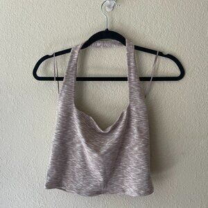 Ambercrombie & FItch, cropped halter, size L, tan & white heather, NWT